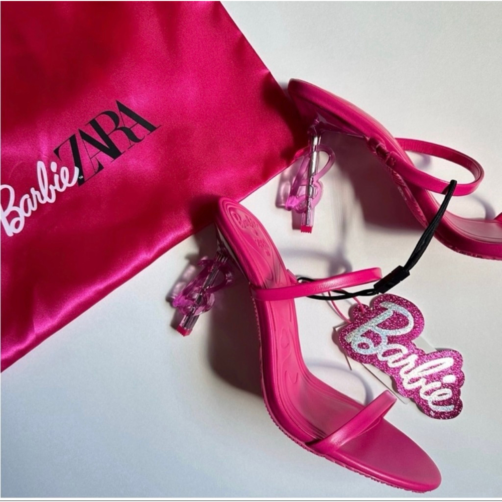 Zara Barbie Heeled Leather Sandals Size 6.5 US 37 EU Limited Edition - Picture 5 of 5